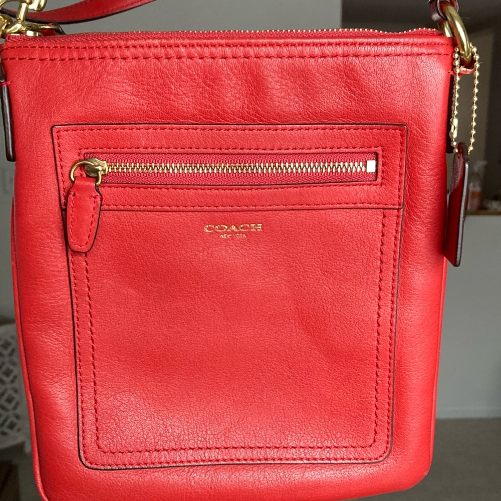 Vintage leather red Coach crossbody purse